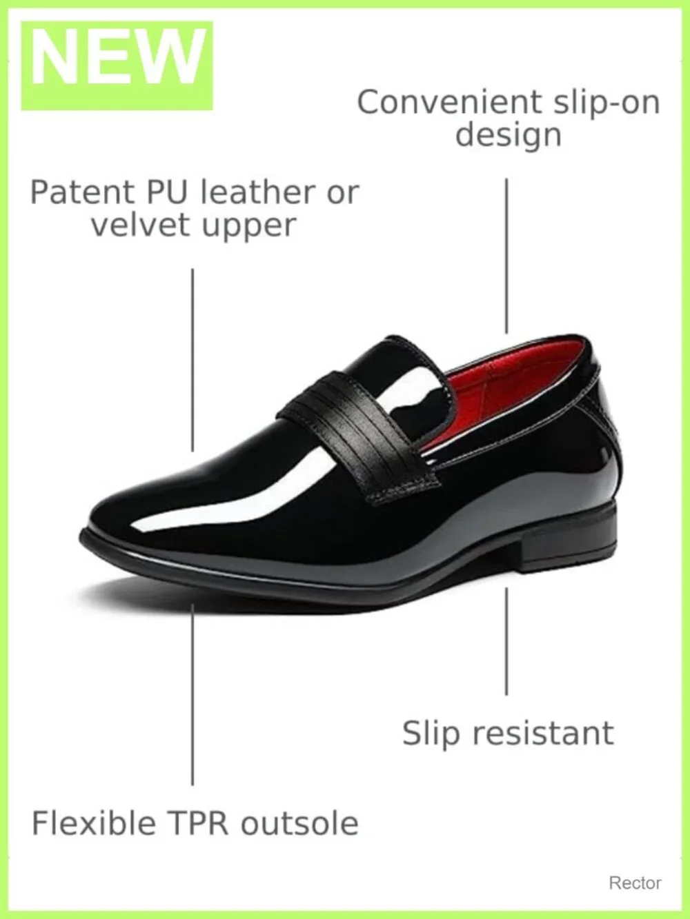 Boys Patent PU Leather Slip-On Dress Loafers Tuxedo Shoes